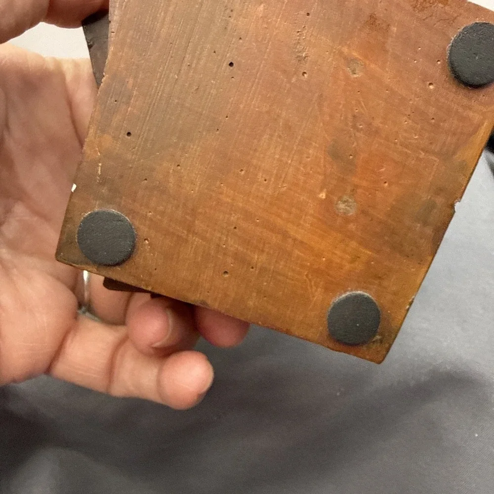 Wood Square Stacked Handmade  Candle Holder Set Of  Two 3.5 X1.5